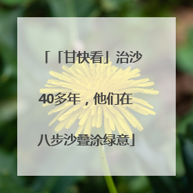 「甘快看」治沙40多年，他们在八步沙叠涂绿意
