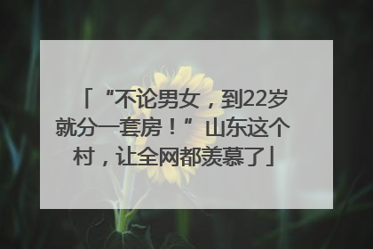 “不论男女，到22岁就分一套房！”山东这个村，让全网都羡慕了