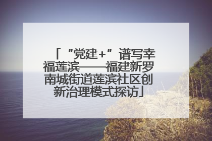 “党建+”谱写幸福莲滨——福建新罗南城街道莲滨社区创新治理模式探访