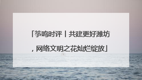 筝鸣时评丨共建更好潍坊，网络文明之花灿烂绽放