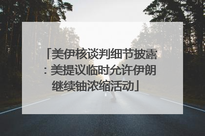 美伊核谈判细节披露：美提议临时允许伊朗继续铀浓缩活动