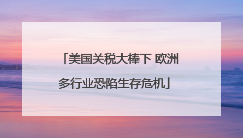 美国关税大棒下 欧洲多行业恐陷生存危机