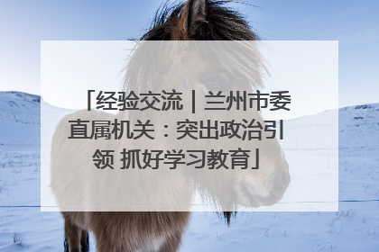 经验交流｜兰州市委直属机关：突出政治引领 抓好学习教育