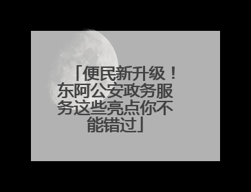 便民新升级！东阿公安政务服务这些亮点你不能错过