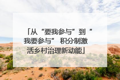从“要我参与”到“我要参与” 积分制激活乡村治理新动能