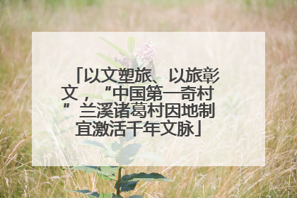 以文塑旅、以旅彰文，“中国第一奇村”兰溪诸葛村因地制宜激活千年文脉