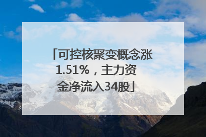 可控核聚变概念涨1.51%，主力资金净流入34股