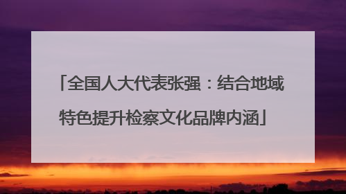 全国人大代表张强：结合地域特色提升检察文化品牌内涵