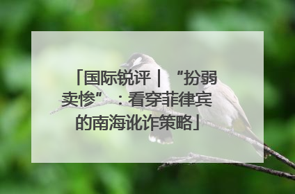 国际锐评｜“扮弱卖惨”：看穿菲律宾的南海讹诈策略