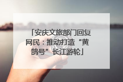 安庆文旅部门回复网民：推动打造“黄鹄号”长江游轮