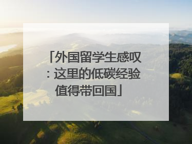 外国留学生感叹：这里的低碳经验值得带回国