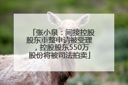 张小泉：间接控股股东重整申请被受理，控股股东550万股份将被司法拍卖