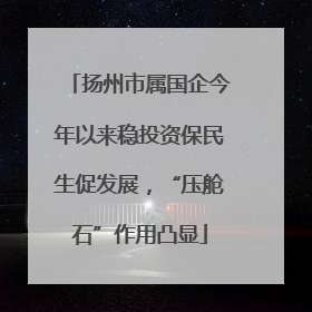 扬州市属国企今年以来稳投资保民生促发展，“压舱石”作用凸显