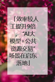 效率较人工提升9倍，“AI大模型+公共资源交易”场景在启东落地