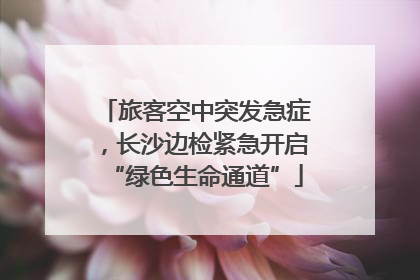 旅客空中突发急症，长沙边检紧急开启“绿色生命通道”