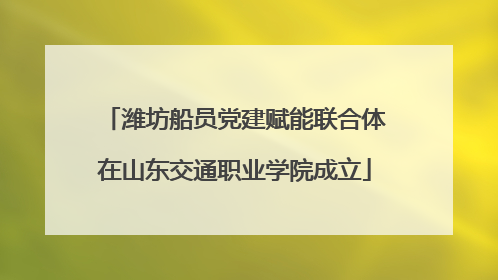 潍坊船员党建赋能联合体在山东交通职业学院成立