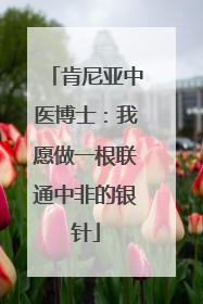 肯尼亚中医博士：我愿做一根联通中非的银针