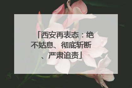 西安再表态：绝不姑息、彻底斩断、严肃追责
