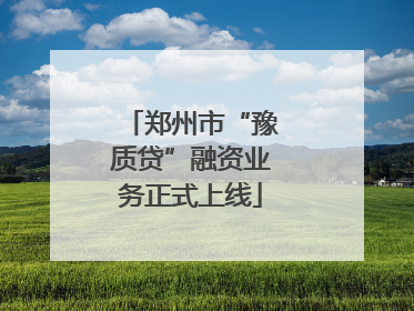 郑州市“豫质贷”融资业务正式上线