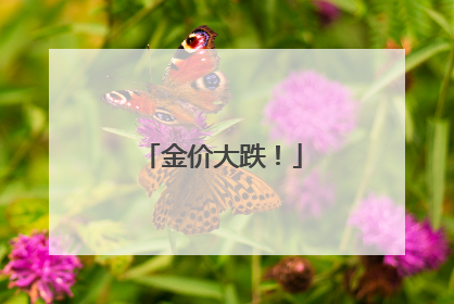 金价大跌！