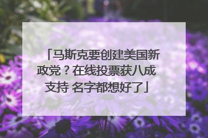 马斯克要创建美国新政党？在线投票获八成支持 名字都想好了