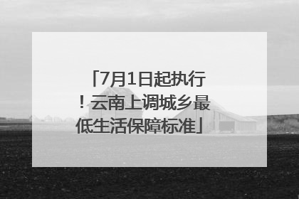 7月1日起执行！云南上调城乡最低生活保障标准