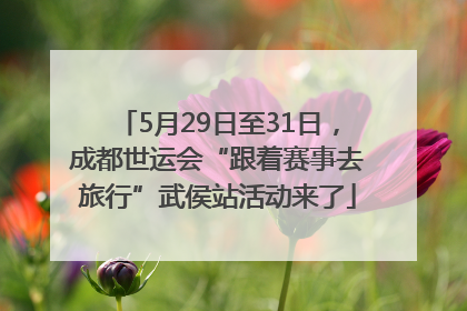 5月29日至31日，成都世运会“跟着赛事去旅行”武侯站活动来了